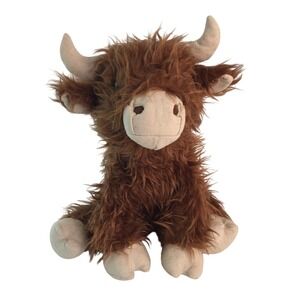 Pottery Barn Kids Highland Cow Plush 10" Brown Shaggy Stuffed Animal Toy